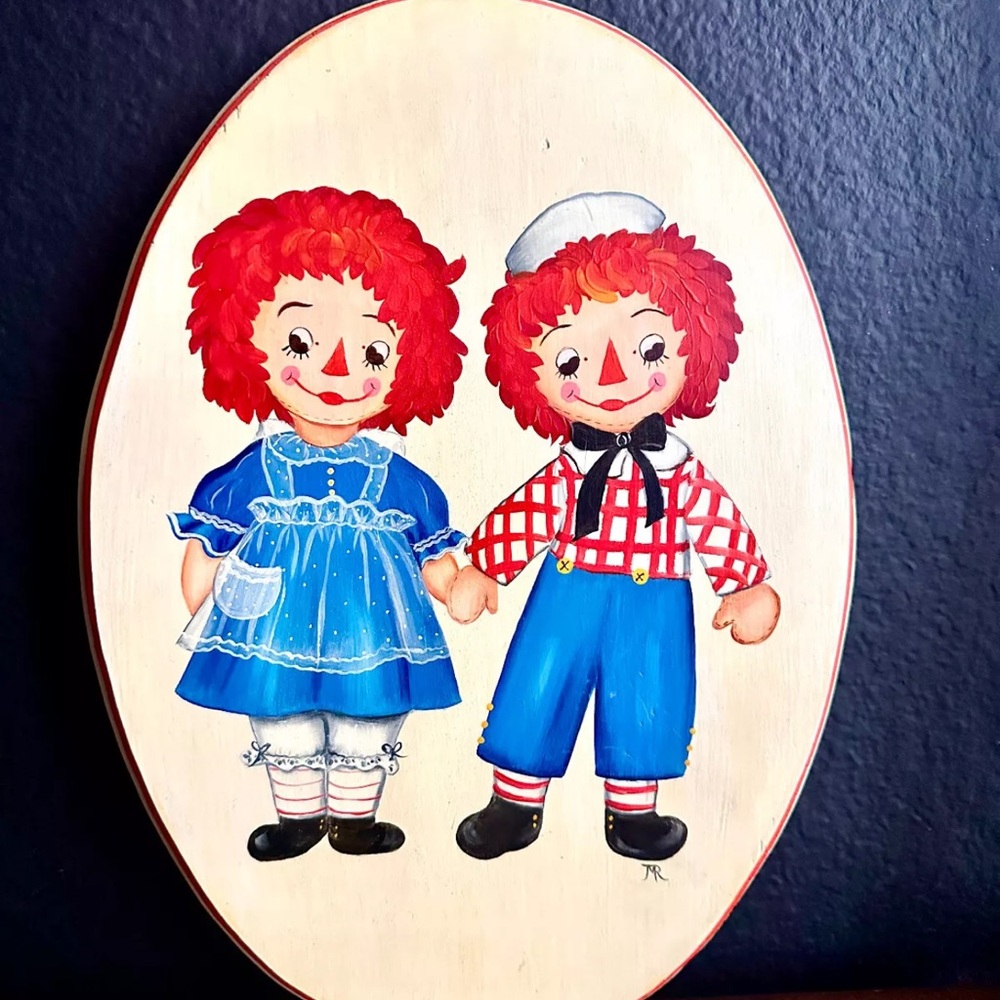 Raggedy Ann and Andy ORIGINAL Vintage Painting- Custom 1 of 1 (wood)